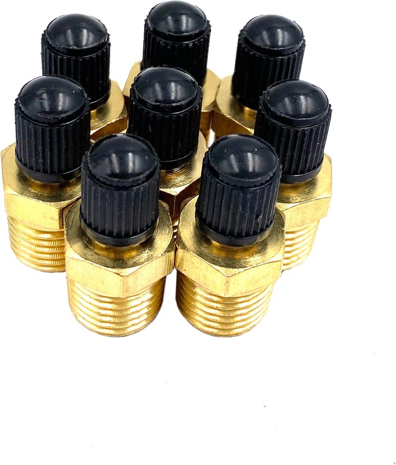 Bstenky 8Pcs Brass 1/4" NPT Schrader Valve with Standard Core and Sealing Caps - Image 2